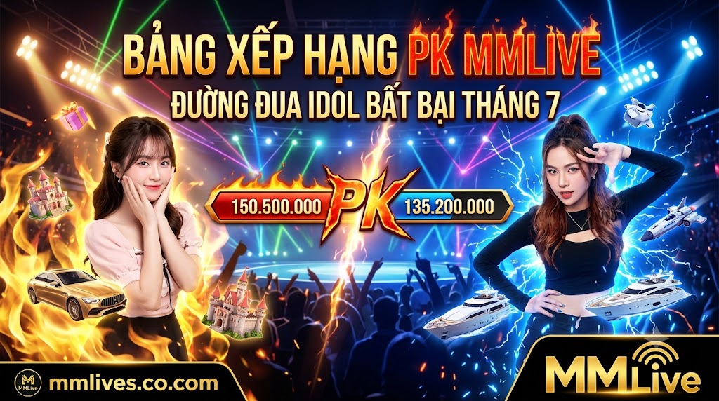 Ảnh đại diện Bảng xếp hạng PK MMLive tháng 7, vinh danh các chiến thần Idol bất bại trên đường đua PK liên server với cơn mưa quà tặng ảo và điểm cống hiến kỷ lục. Hình ảnh độc quyền từ giacomoalonzi.io.