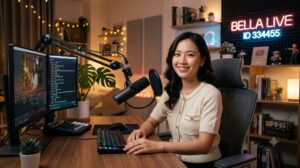 Idol Bella MMLive (ID 334455) xinh đẹp và tự tin trong phòng phát sóng trực tiếp