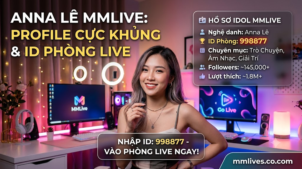 Profile Idol MMLive Anna Lê: ID Phòng 998877, hơn 145 nghìn người theo dõi và 1.8 triệu lượt thích.